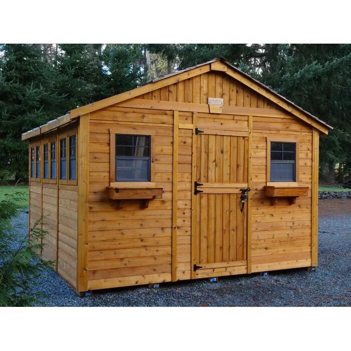 12 ft. W x 12 ft. D Cedar Wood Sunshed Garden Shed - Image 2