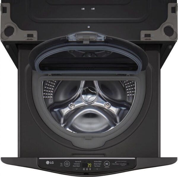LG – SideKick 1.0 Cu. Ft. High-Efficiency Smart Top Load Pedestal Washer with 3-Motion Technology – Black steel - Image 14