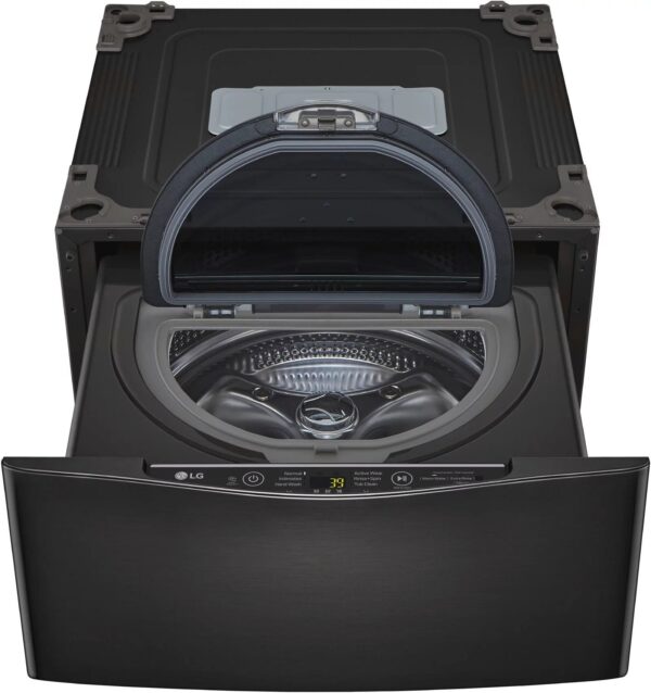 LG – SideKick 1.0 Cu. Ft. High-Efficiency Smart Top Load Pedestal Washer with 3-Motion Technology – Black steel - Image 11