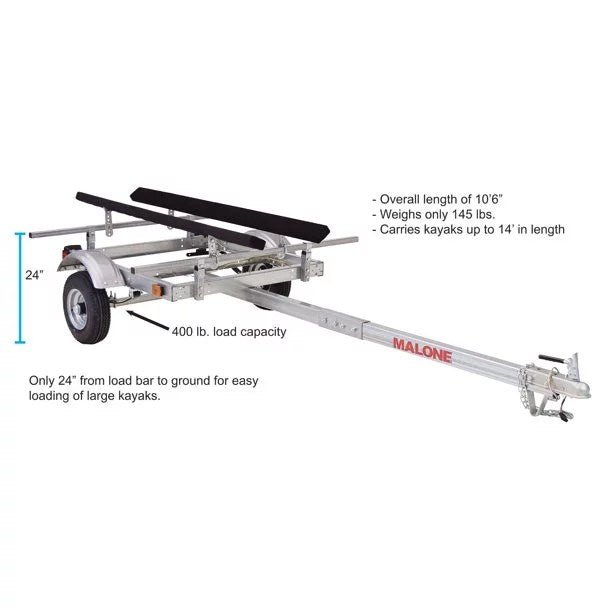 Malone EcoLight Single Kayak Trailer Package (1 Set Bunks) - Image 2